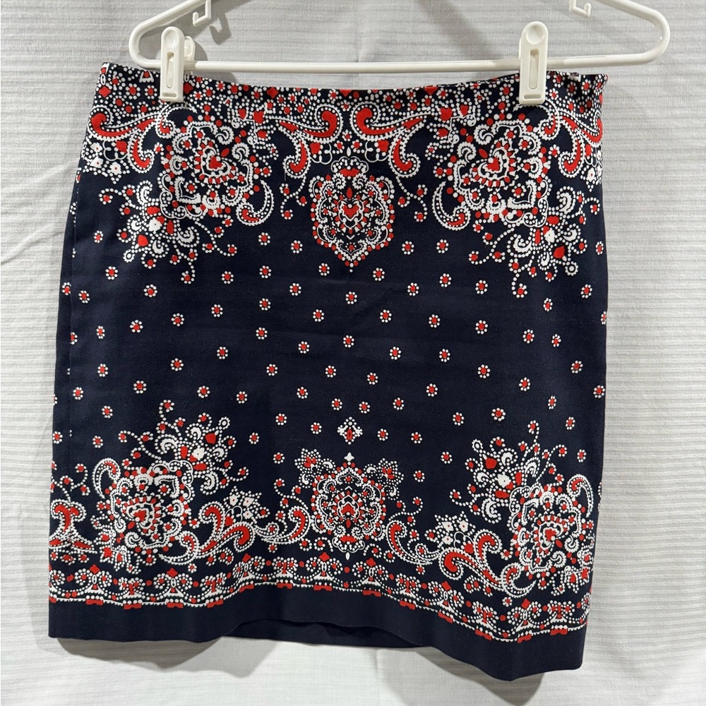 Navy Blue Patterned Women's Skirt